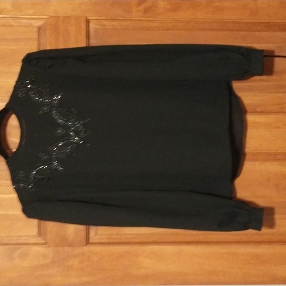 Jordan woman's size 5/6 shear blouse with faux gems/sequins- NWOT - Picture 1 of 11